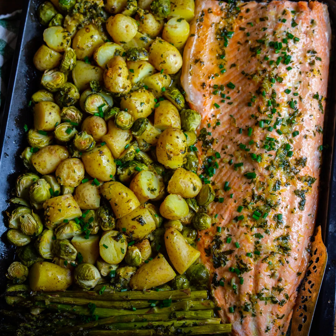 Baked salmon and potatoes